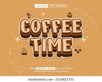 coffee time editable text, font effect, 3d text for title