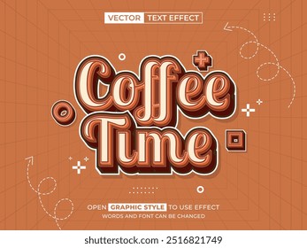 coffee time editable text, font effect, 3d text for title