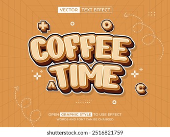 coffee time editable text, font effect, 3d text for title