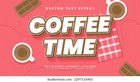 Coffee time editable text style effect. Vector text effect.