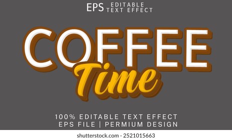 Coffee time editable text style effect. Vector text effect.