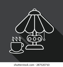 coffee time flat icon with long shadow, line icon