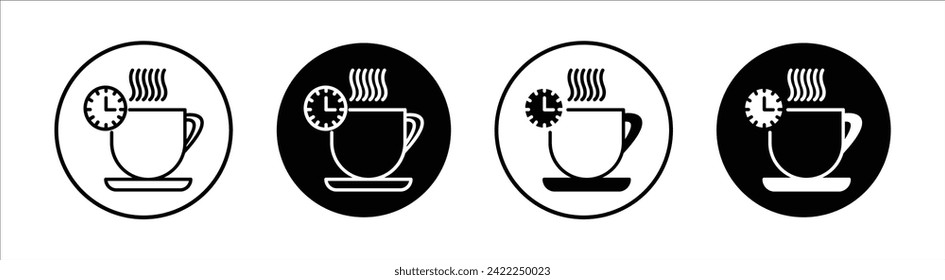 Coffee time flat line icon set. Coffee time Thin line illustration vector