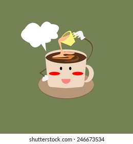 coffee time flat style Icon and illustration