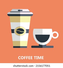 Coffee time flat vector concept art design