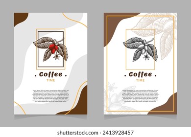 coffee time flyer template hand drawn vintage
