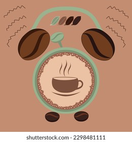 Tiempo de café con espuma. café con tiempo, café con el reloj.