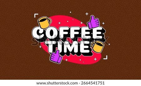 Coffee Time - Fun Pop Art Sticker with Coffee and Emoji Icons