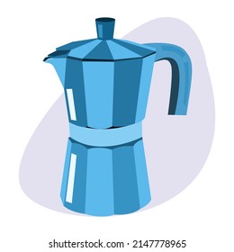 Coffee time. Geyser coffee maker flat icon