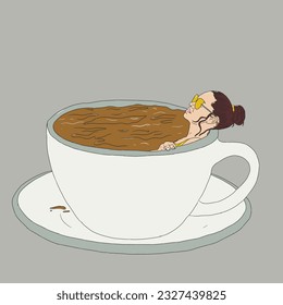 Coffee time girl close up vector