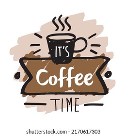tiempo de café con icono de forma de cristal
