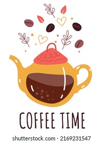 Coffee time good morning logo emblem concept. Vector flat graphic design element illustration