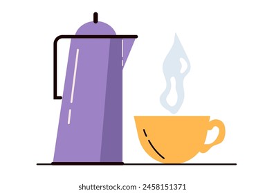 Coffee time good morning logo emblem concept. Vector flat graphic design element illustration