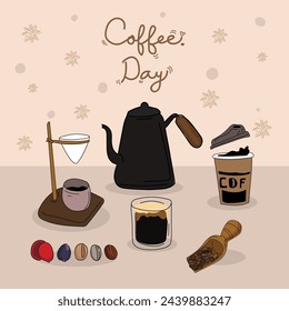 Coffee time graphic design set. Vector illustration.