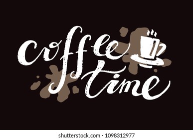 Coffee time - hand drawn doodle letterinf poster