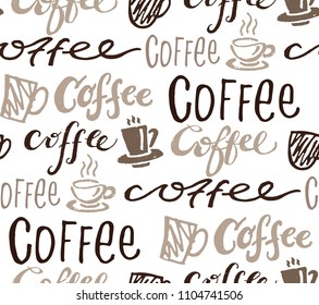 Coffee time  - hand drawn doodle pattern