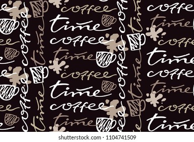 Coffee time  - hand drawn doodle pattern