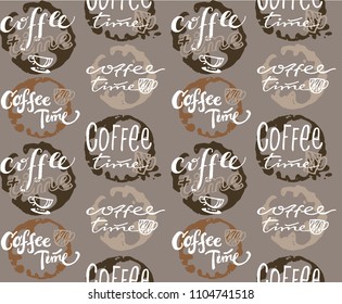 Coffee time  - hand drawn doodle pattern