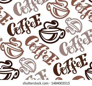 Coffee time - hand drawn doodle lettering pattern background wallpaper texture textile