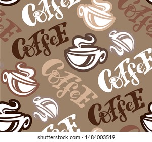 Coffee time - hand drawn doodle lettering pattern background wallpaper texture textile