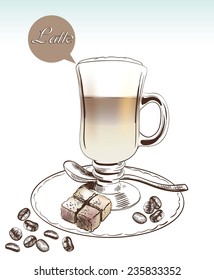 coffee time. Hand drawn illustrations. Vector sketch