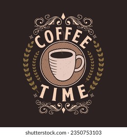 Coffee time. Hand drawn lettering phrase for print, banners, design, poster. Coffee Sayings and Quotes.