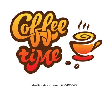 Coffee time - hand drawn lettering for restaurant, cafe menu, shop