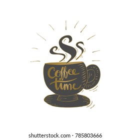 Coffee time hand lettering with a cup.