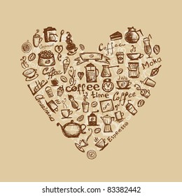 Coffee time, heart shape for your design