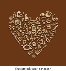 Coffee time, heart shape for your design