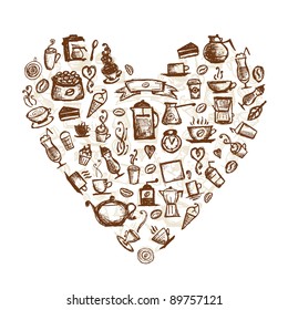Coffee time, heart shape for your design