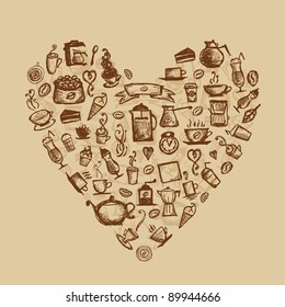 Coffee time, heart shape for your design