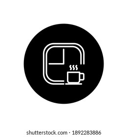 Icono de tiempo del café en color negro circular. Símbolo del tiempo del café. Ilustración del vector