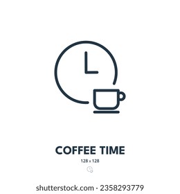 Coffee Time Icon. Coffee Break, Take a Break, Rest. Editable Stroke. Simple Vector Icon