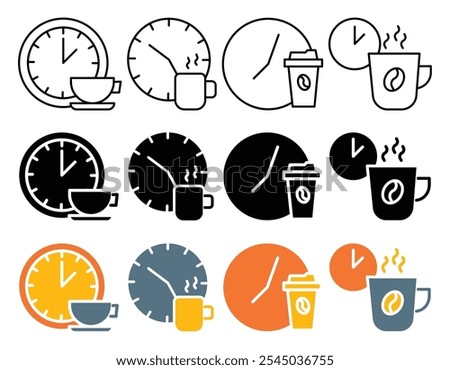 Coffee time icon collection on white background