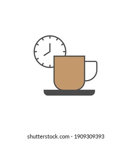 coffee time icon  in color icon, isolated on white background 