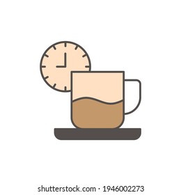 coffee time icon  in color icon, isolated on white background 