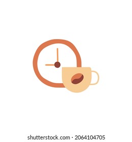 coffee time icon  in color icon, isolated on white background 