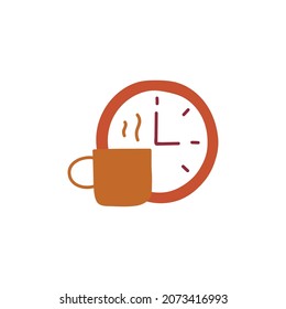 coffee time icon  in color icon, isolated on white background 