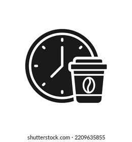 Coffee time icon flat style isolated on white background. Vector illustration