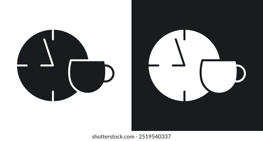 Coffee time icon icons in black and white filled style