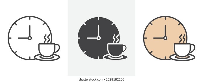 Coffee time icon Outline sign symbol set