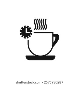 Coffee time icon Simple thin line flat symbol