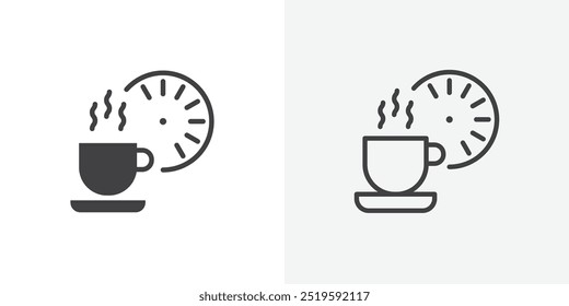 Coffee time icon. solid filled and stroke thin line style eps 10