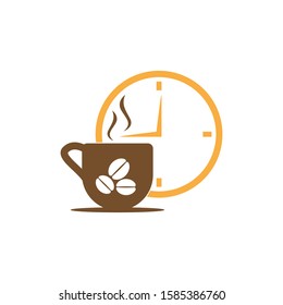 Icono de tiempo de café e ilustración vectorial de símbolo