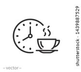 coffee time icon, tea time , thin linear symbol for web and mobile phone on white background - editable stroke vector illustration eps10