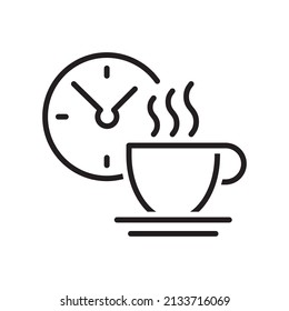 coffee time icon, tea time , thin linear symbol for web and mobile phone on white background - editable stroke vector illustration eps10