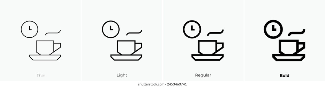 coffee time icon. Thin, Light Regular And Bold style design isolated on white background