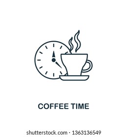 Coffee Time icon. Thin line symbol design from coffe shop icon collection. UI and UX. Creative simple coffee time icon for web and mobile.