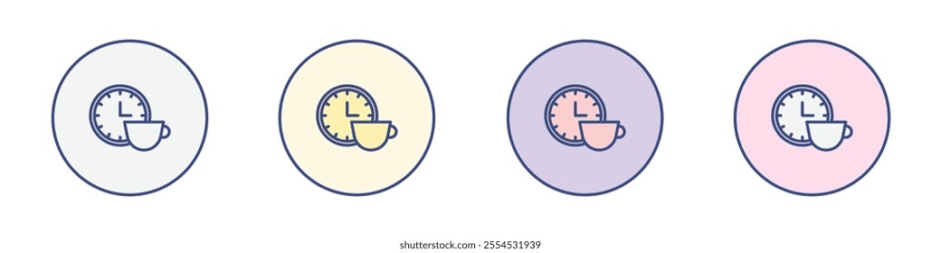 Coffee time icon Thin line flat illustration